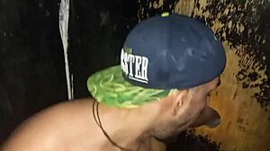 Brazilian amateurs fuck anal in glory hole, cumming without condoms