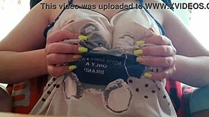 Oops, shy stepsister flashes big tits on cam!