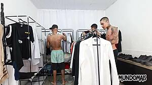 Big Cock Threesome Bareback Fucking Inside The Closet With Monster Cocks