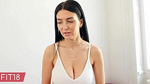 Latvian Simon Kitty with big natural tits rides in POV