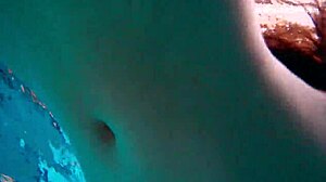 Horny teen gets naked fast by the pool, showing her tight pussy