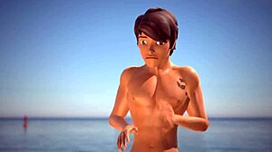 3dgspot oily babe at beach 3d animation