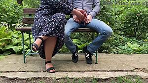 Handjob Outdoors in Park with Kinky BBW Milf