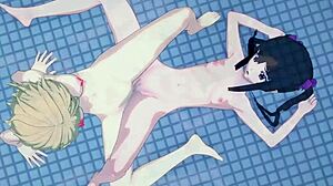 Shirabe tsukuyomi and kirika akatsuki intense lesbian play - symphogear hentai