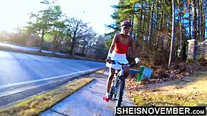 msnovember's back broke arching juicy ebony butt rough prone boned after riding bike upskirt