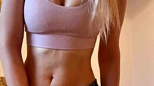 Horny petite shaved pussy fingering and masturbation