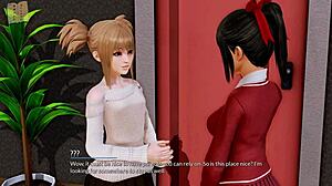 Explore the harem hotel in this anime game episode 17