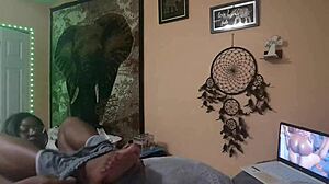 Naejae rubs pussy watching lesbian porn 😏