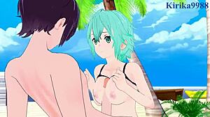 Asuna Yuuki and Sinon Shino Asada get wild in intense hentai sex scene.