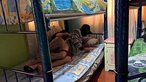 Sneaky blowjob with neighbor's boyfriend for hot ass