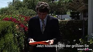 Blonde Teen Seduces Older Guy With Huge Cock