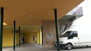 Natural euro amateur picks up and sucks monster cock before fucking nude in public.