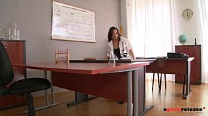 Science Teacher Stretches Anita Berlusconi's Ass with Beaker and Hard Cock