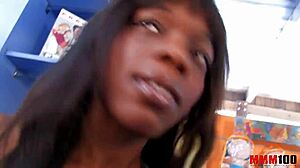 gorgeous black woman double penetrated in store