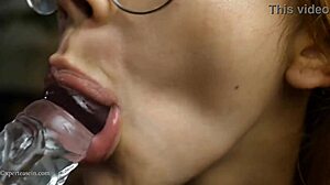 Redhead latina gives tip blowjob with tongue mouth lips until explosion