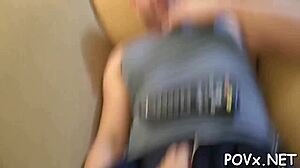 That lustful girlie's tight holes get filled with jizz in rough pov sex.