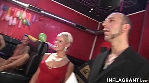 Petite Blonde Dude's Ass Toyed With Strapon In Hardcore Gangbang.