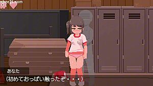 Midsummer hentai game with Asian teen in warehouse