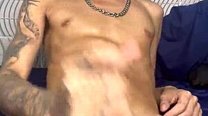 Slum guy jerks off alone after horny party night