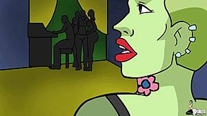 Pawg stripper in cartoon anime gets into trouble with ripped clothes