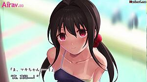 Anime Girls in Bikinis Pose Playfully at the Beach