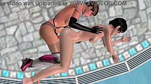 Cute lesbian girls enjoy animated 3d sex in spoon position