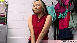 Asia Lee Caught Shoplifting Offers Tiny Pussy for Rough Doggy Fucking