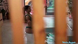 Risky outdoor sex with monster cock in pool