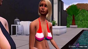 i invite my straight neighbor to the pool she will taste my plastic cock - sexual hot animations