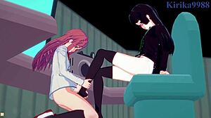 Marika Kato and Chiaki Kurihara in lesbian play. Futanari sex and creampie in bodacious space pirates hentai.