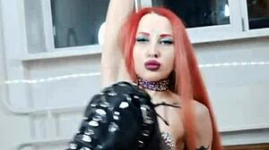 watch nastya fox dance and strip naked, ripping her clothes off in a sexy bdsm striptease?