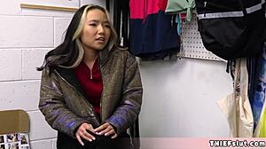 Asia Lee Caught Shoplifting Offers Tiny Pussy for Rough Doggy Fucking
