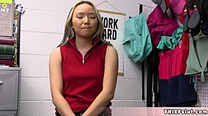 Asia Lee Caught Shoplifting Offers Tiny Pussy for Rough Doggy Fucking