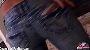 Tight Busty Blonde Sabine Strips Out of Skinny Jeans