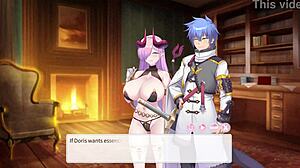 Episode 1: Doris's temptation in anime game. Her form clamped around object at nine.