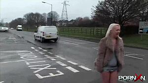 mature blonde mommy flashing natural tits in panties outdoor for hardcore fun