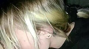 sexy girl sucks dick at the back of the truck in the city center