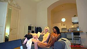 Masked Busty Beauties In Intense 3Some Group Action