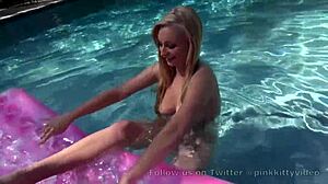 Busty Blonde Teen 18+ Desperately Wants To Fuck Poolside With Natural Tits Exposed