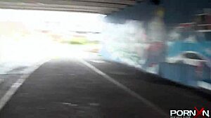 mature blonde mommy flashing natural tits in panties outdoor for hardcore fun