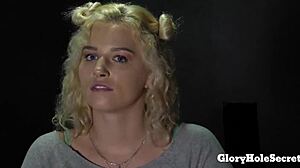 Long legged blonde, can you suck cum from 10 cocks without choking? Tell me how you gag and deepthroat!