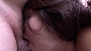 Is this firefighter woman getting anal in the pool with her couple?