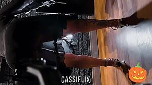 Naughty witch gets hard dick in ass