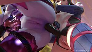 d va mercy and widowmaker share intimate lesbian moments