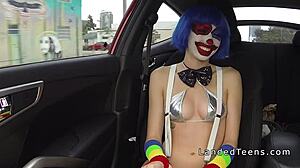 I’m just a clown teen sucking cock outdoors in wild POV action!