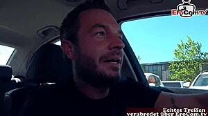 man, picked up german milf hitchhiker, banged her in car!