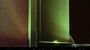 hot blonde milf is caught & fucked in shower by her gf