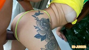 Dutch Fan Licks And Fucks Brazilian Beauty's Ass.