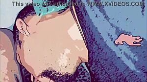 In this gay animation, he fucks the passive mouth with his thick cock