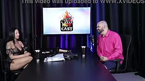 Paulo Avelar watches as friend fails to make woman squirt in sheer red lingerie.